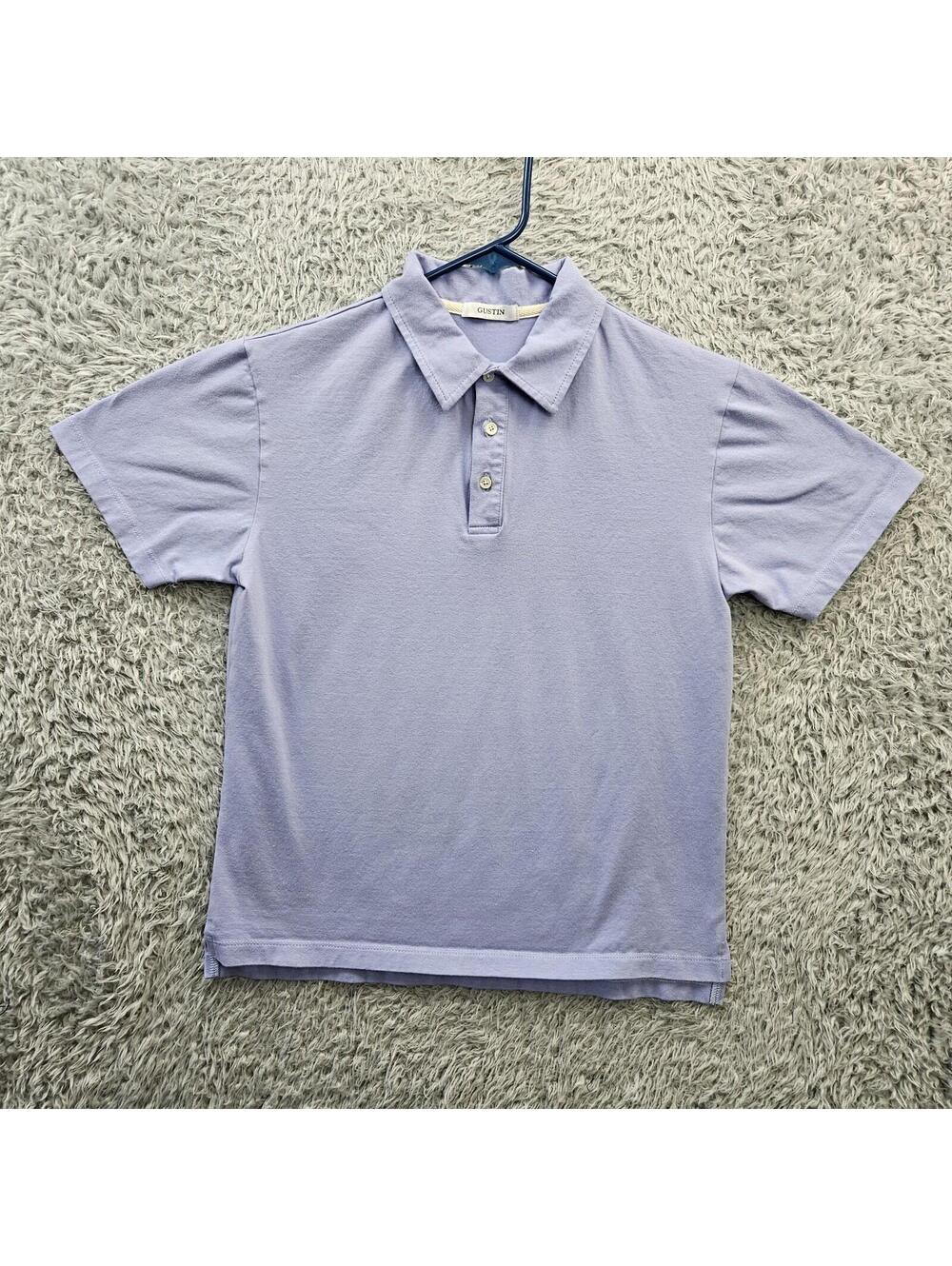 GUSTIN Polo Shirt XS Men Cotton Knit Lavender Purple Soft USA